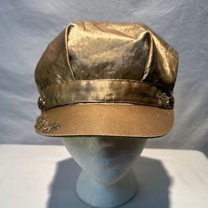 Chic Gold Women's Hat with Embellishments